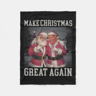 Make Christmas Great Again Funny Santa Trump 2024  Fleece Blanket
