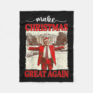 Make Christmas Great Again Funny Santa Trump 2024  Fleece Blanket