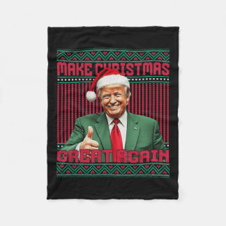 Make Christmas Great Again Funny Santa Trump 2024  Fleece Blanket