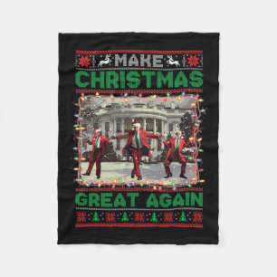 Make Christmas Great Again Funny Santa Trump 2024  Fleece Blanket