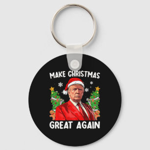 Make Christmas Great Again Funny Santa Trump 2024 Key Ring