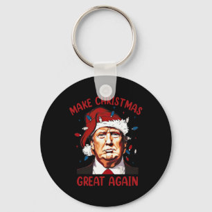 Make Christmas Great Again Funny Santa Trump 2024  Key Ring