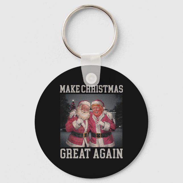 Make Christmas Great Again Funny Santa Trump 2024  Key Ring (Front)