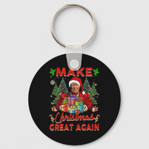 Make Christmas Great Again Funny Santa Trump 2024  Key Ring