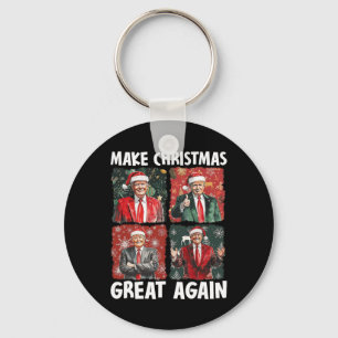 Make Christmas Great Again Funny Santa Trump 2024  Key Ring
