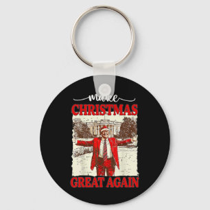 Make Christmas Great Again Funny Santa Trump 2024 Key Ring
