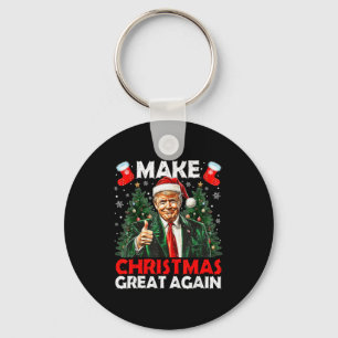Make Christmas Great Again Funny Santa Trump 2024 Key Ring