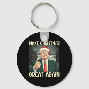 Make Christmas Great Again Funny Santa Trump 2024 Key Ring