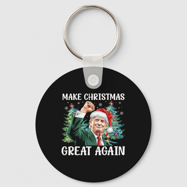 Make Christmas Great Again Funny Santa Trump 2024  Key Ring (Front)