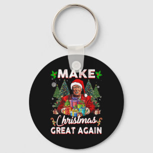 Make Christmas Great Again Funny Santa Trump 2024  Key Ring
