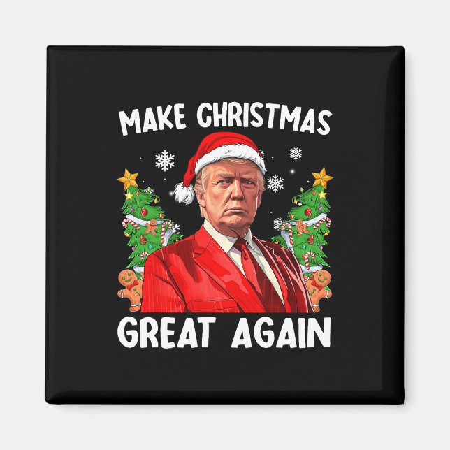 Make Christmas Great Again Funny Santa Trump 2024  Magnet (Front)