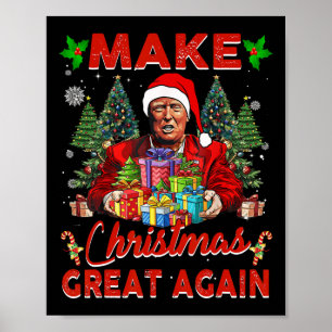 Make Christmas Great Again Funny Santa Trump 2024  Poster