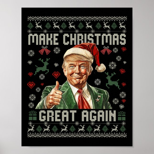 Make Christmas Great Again Funny Santa Trump 2024  Poster (Front)