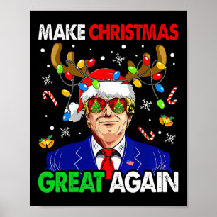 Make Christmas Great Again Funny Santa Trump 2024 Poster