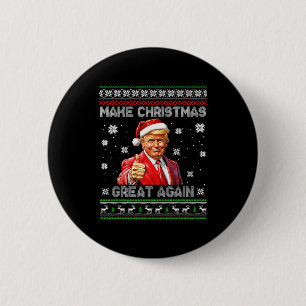 Make Christmas Great Again Funny Santa Trump 2025  6 Cm Round Badge