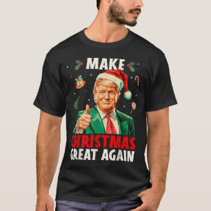 Make Christmas Great Again Funny Santa Trump 2025 T-Shirt