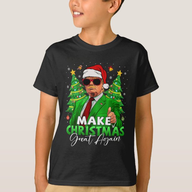 Make Christmas Great Again Funny Santa Trump Chris T-Shirt (Front)