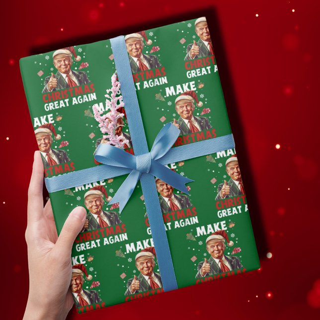 Make Christmas Great Again Funny Santa Trump Gift Wrapping Paper (Creator Uploaded)