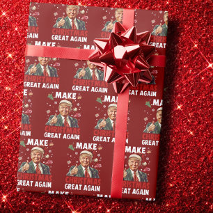 Make Christmas Great Again   Funny Santa Trump Wrapping Paper