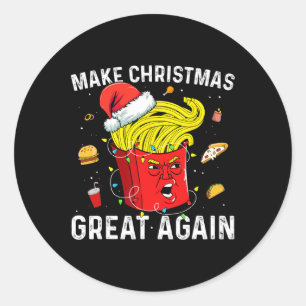 Make Christmas Great Again Funny Santa Trump Xmas  Classic Round Sticker