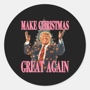 Make Christmas Great Again Funny Santa Trump Xmas  Classic Round Sticker