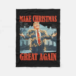 Make Christmas Great Again Funny Santa Trump Xmas  Fleece Blanket