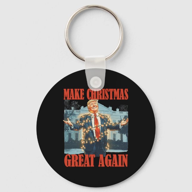 Make Christmas Great Again Funny Santa Trump Xmas  Key Ring (Front)