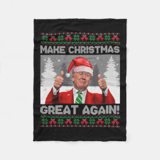 Make Christmas Great Again Funny Trump Pyjamas Ugl Fleece Blanket
