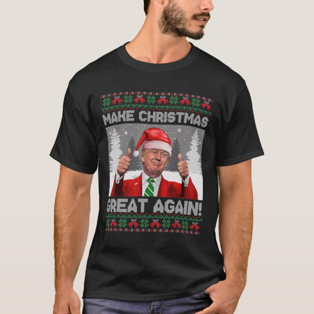 Make Christmas Great Again Funny Trump Pyjamas Ugl T-Shirt (Front)