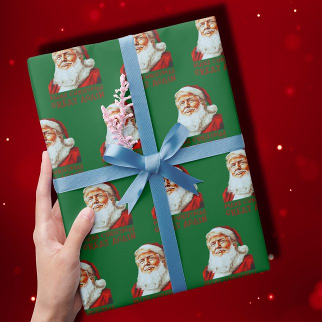 Make Christmas Great Again Funny Trump Santa Claus Wrapping Paper (Creator Uploaded)