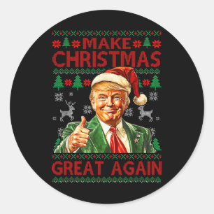 Make Christmas Great Again Funny Trump Santa Hat X Classic Round Sticker