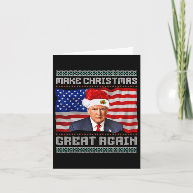 Make Christmas Great Again Funny Trump Xmas Snow P Card (Front)