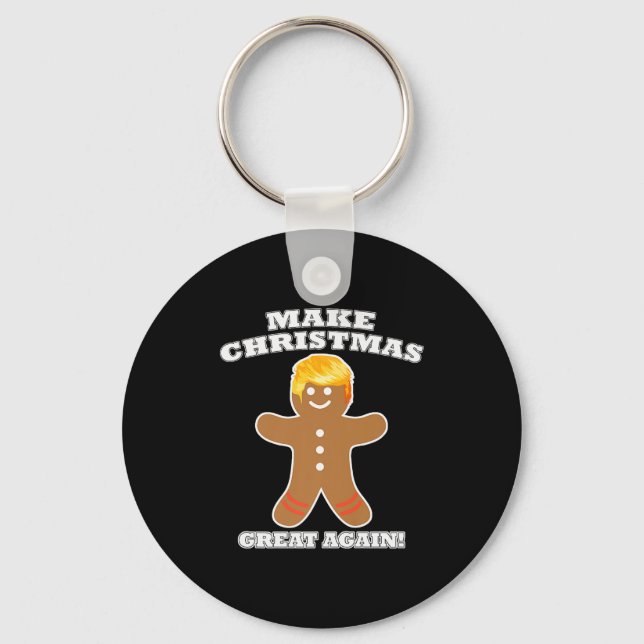Make Christmas Great Again Ginger Bread Man Trump  Key Ring (Front)
