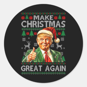 Make Christmas Great Again Pyjamas Xmas Trump Sant Classic Round Sticker