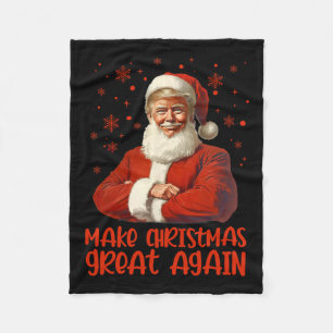 Make Christmas Great Again Santa Funny Trump Xmas  Fleece Blanket
