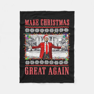 Make Christmas Great Again Santa Funny Trump Xmas Fleece Blanket