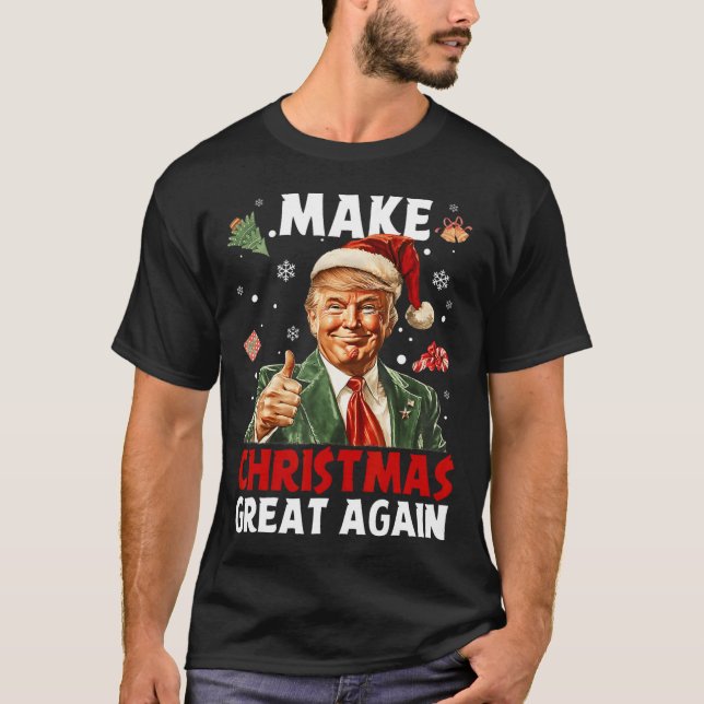 Make Christmas Great Again Santa Funny Trump Xmas  T-Shirt (Front)