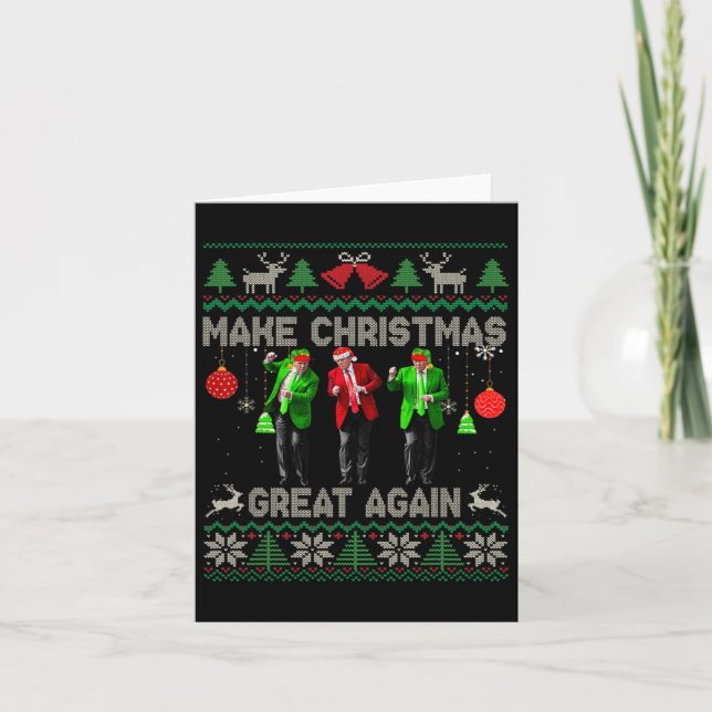 Make Christmas Great Again Santa Trump Dance Ugly  Card (Front)