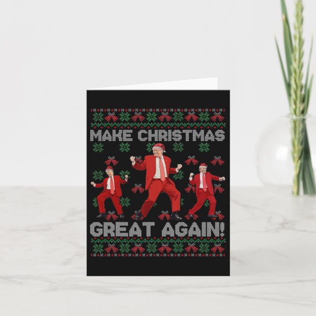 Make Christmas Great Again Santa Trump Dance Ugly  Card (Front)