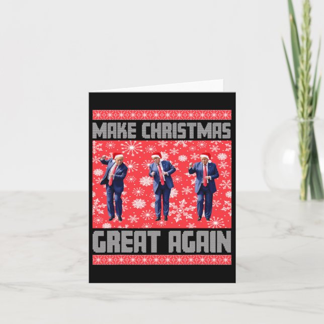 Make Christmas Great Again Santa Trump Dance Ugly  Card (Front)
