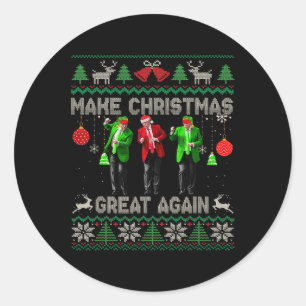 Make Christmas Great Again Santa Trump Dance Ugly Classic Round Sticker