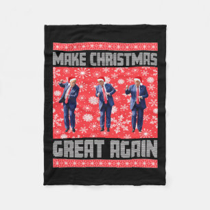 Make Christmas Great Again Santa Trump Dance Ugly  Fleece Blanket