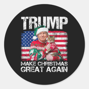 Make Christmas Great Again Santa Trump Usa Flag Xm Classic Round Sticker