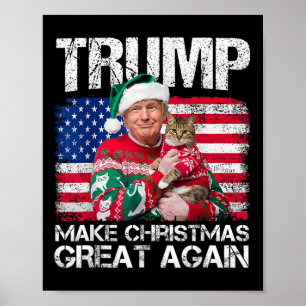 Make Christmas Great Again Santa Trump Usa Flag Xm Poster