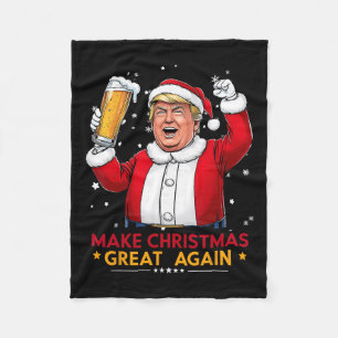Make Christmas Great Again Trump American Flag Tru Fleece Blanket