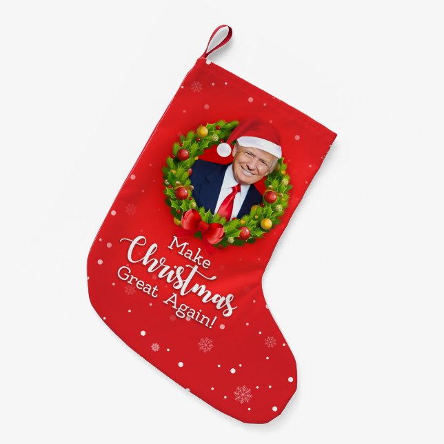 Make Christmas Great Again Trump MAGA funny gift Small Christmas Stocking (Front (Hanging))