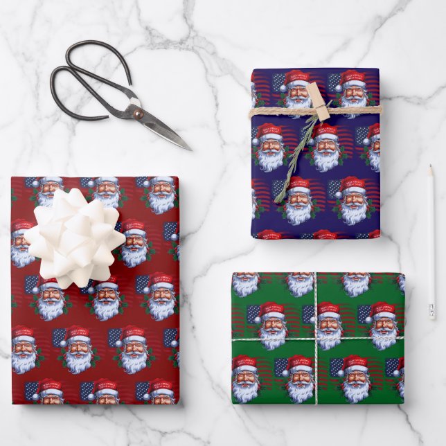 Make Christmas Great Again Trump Maga Wrapping Paper Sheet (Front)