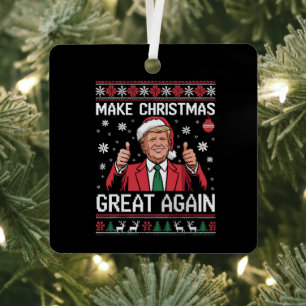 Make Christmas Great Again Trump Pajamas Ugly Xmas Metal Tree Decoration