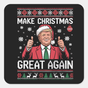 Make Christmas Great Again Trump Pajamas Ugly Xmas Square Sticker