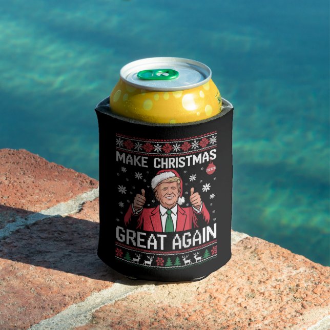 Make Christmas Great Again Trump Pyjamas Ugly Xmas Can Cooler (In Situ Pool)